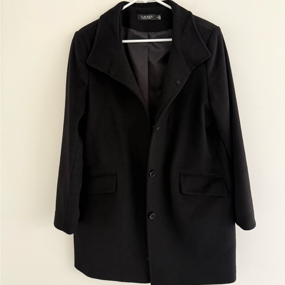 Ralph Lauren Black Wool Blend Peacoat 12